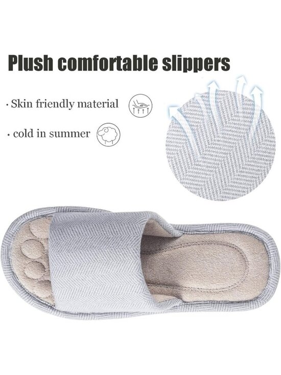 Men\'s Light Grey Slippers Breathable Slip-on Indoor Slippers Washable Home Shoes main image 6